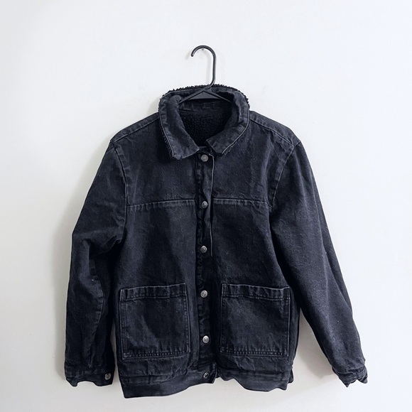 Vintage 90s Reversible Sherpa Denim Forever 21 Coat Jacket Grunge Casual Emo - Picture 5 of 10